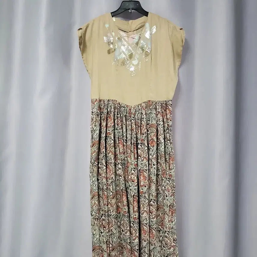 [BUNJANG] 100% Linen Patterned Dress / 린넨100 패턴 면 원피스