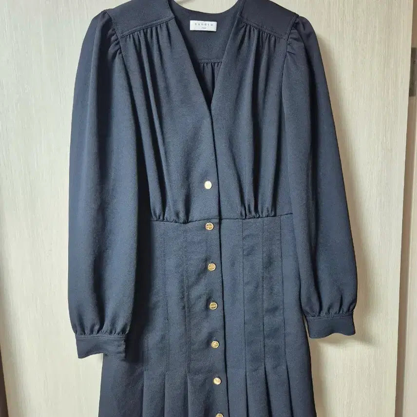 [BUNJANG] Sandro Gathered Twill Mini Dress Navy Size 38 / (정품) 산드로 게더 트윌 미니 드레스 원피스 38