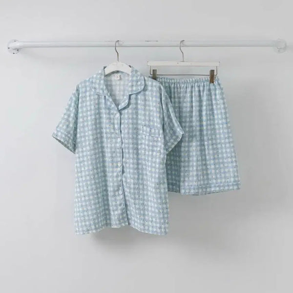 [BUNJANG] Blue Check Pajama Set New / 블루체크 파자마 잠옷세트새상품