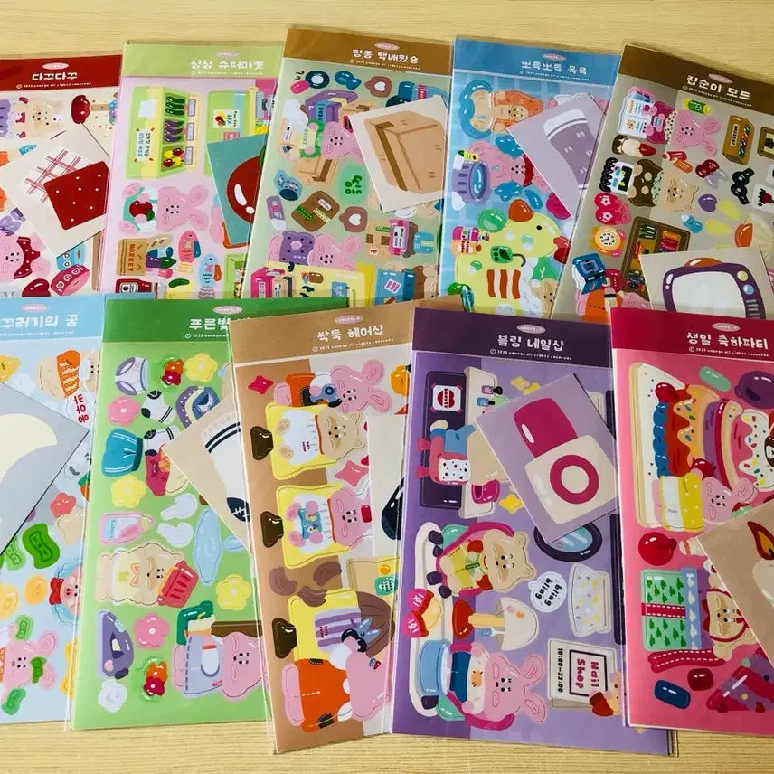[BUNJANG] Character Seal Sticker Bundle Set (10 Sheets) / 캐릭씰스티커일괄