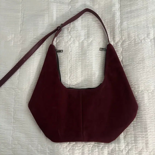 [BUNJANG] NewNew Suede Shoulder Bag Burgundy / 뉴뉴 숄더백 스웨이드 가방 버건디