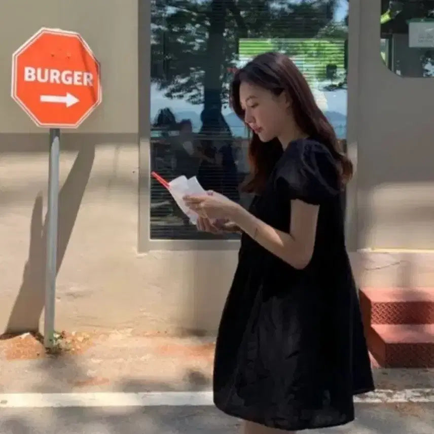 [BUNJANG] Tannat Puff Dress Black / 타낫 퍼프 원피스 블랙