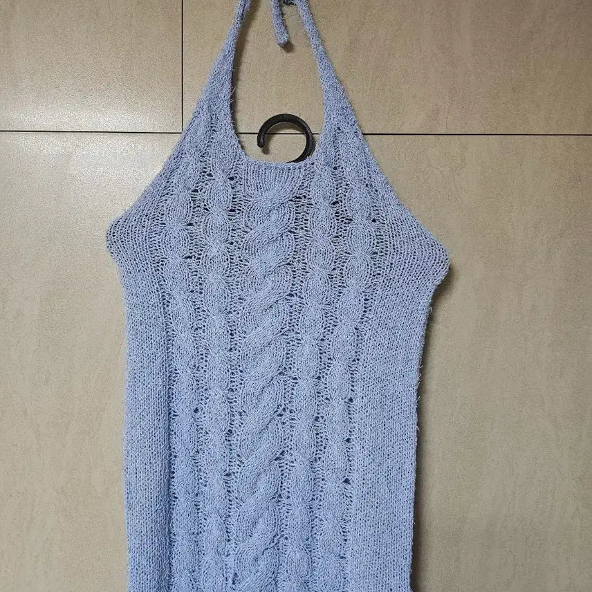 [BUNJANG] Knit Halterneck Top - Sky Blue / 새상품 니트 홀터넥 탑 하늘색