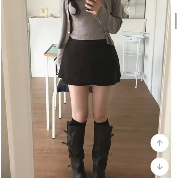 [BUNJANG] Modern Wrap Skirt Pants - Walnut Brown / 모던한 랩 스커트 팬츠 월넛브라운
