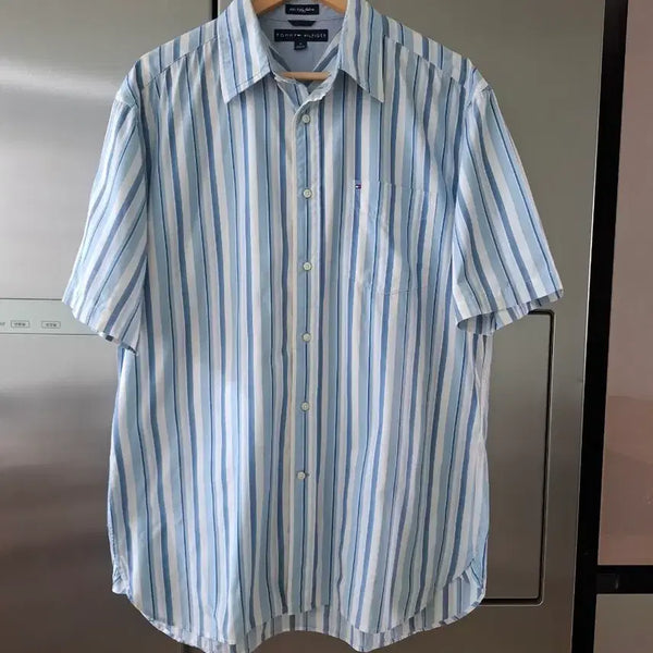 [BUNJANG] Tommy Hilfiger Striped Short Sleeve Shirt / 타미힐피거 스트라이프 반팔 셔츠