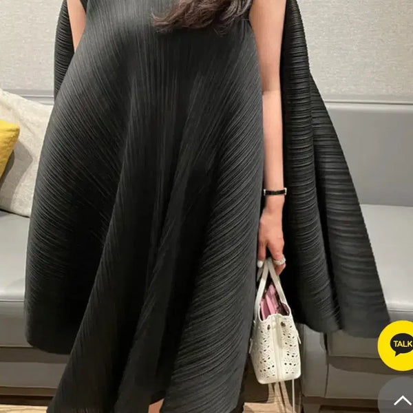 [BUNJANG] Black Drape Pleated Dress / 블랙 드레이프 플리츠 원피스