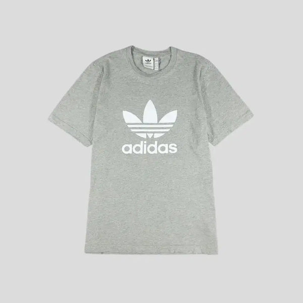 [BUNJANG] Adidas Big Trefoil Logo Cotton T-Shirt / 아디다스 그레이 화이트 배색 빅트레포일 로고 코튼 반팔 티셔츠 L