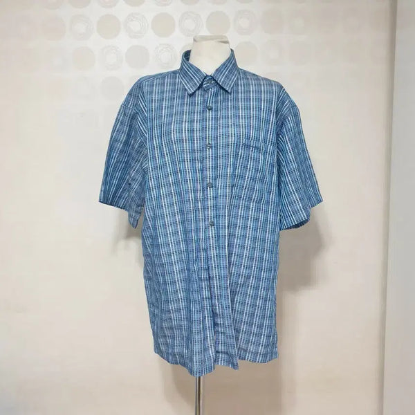 [BUNJANG] Crocodile Men's Check Shirt (Size 105) / 새것 크로커다일 남성체크남방105 와이셔츠105 남성반팔셔츠105