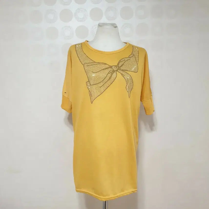 [BUNJANG] Yellow Ribbon Short Sleeve T-Shirt / 새것 노란색 리본 반팔티66 얇은반팔티66