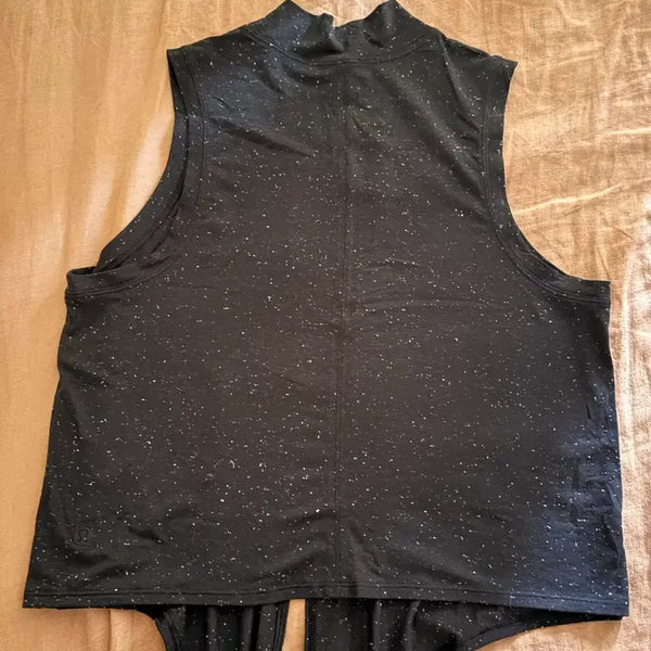 [BUNJANG] Lululemon Black Sleeveless Cover-Up Top Splatter Pattern Size 4 / 블랙 룰루레몬 상의 커바업 필라테스 요가