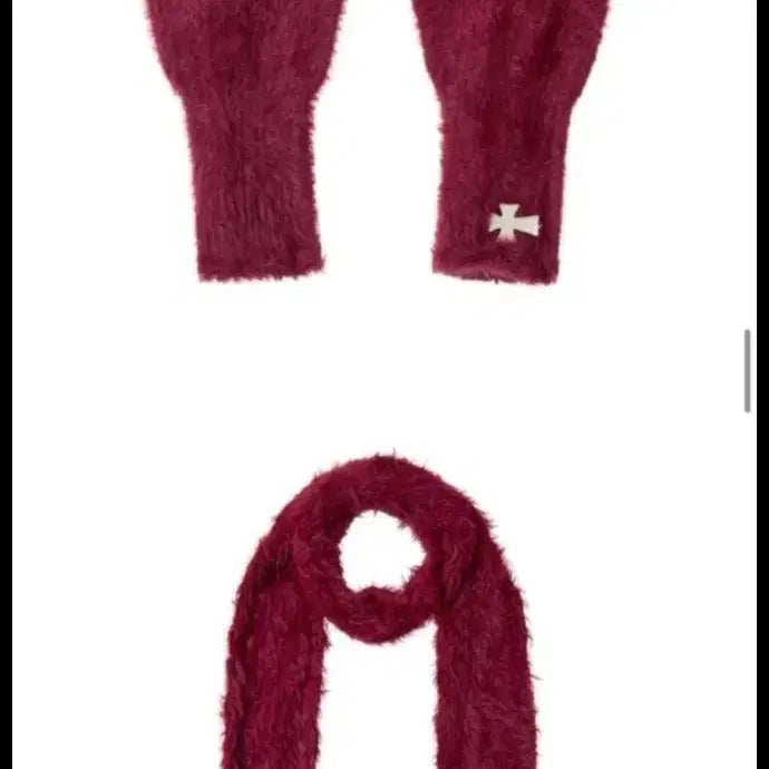 [BUNJANG] 2000 Archives Burgundy Angora Muffler and Gloves Set / 새제품] 2000 archives 버건디 앙고라 머플러 장갑 세트