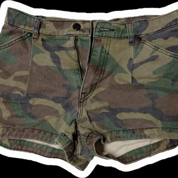 [BUNJANG] Japanese Vintage Gya-ru Punk Camouflage Shorts Hotpants / 일본 빈티지 갸루 펑크 카모플라쥬 반바지 숏팬츠 밀리터리 핫팬츠