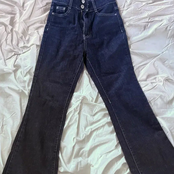 [BUNJANG] Dark Wash High-Waist Bootcut Jeans / 청바지 부츠컷