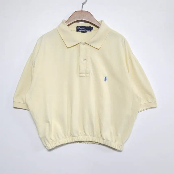 [BUNJANG] Polo Ralph Lauren Yellow Cropped Banded Polo Shirt / 폴로 랄프로렌 옐로우 크롭 밴딩 카라티