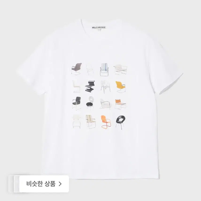 [BUNJANG] Milo Archive Line Chair T-Shirt White / 밀로 아카이브 라인 체어 티셔츠 회이트