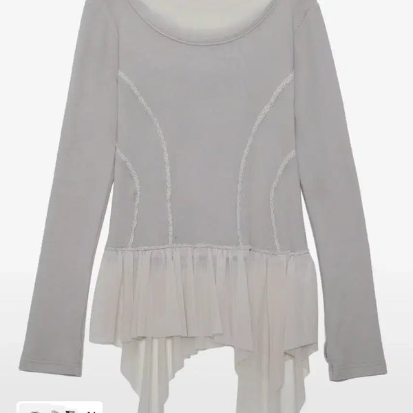 [BUNJANG] Flareup Layered Lace Frill Long Sleeve Gray / 플레어업 레이어드 레이스 프릴 롱슬리브 그레이