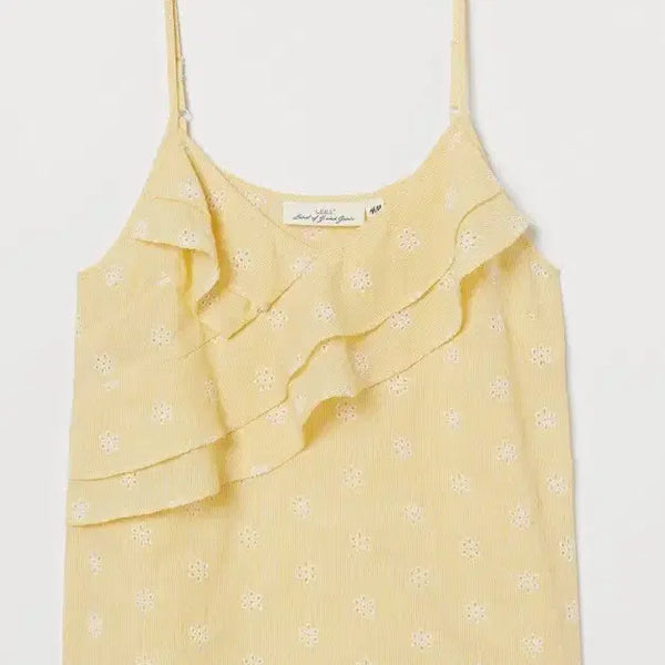 [BUNJANG] H&M Frills Detail Strap Top Yellow / H&M 플라운스 디테일 스트랩 탑 옐로우 EUR 38 (한국 m 55~66)