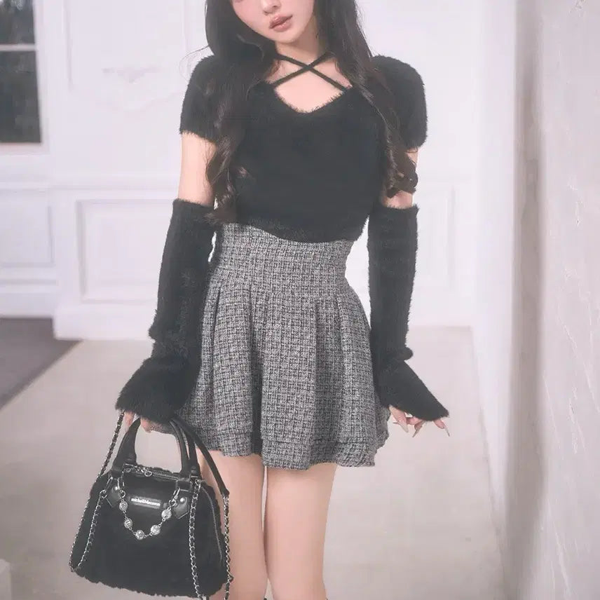 [BUNJANG] Michelle Macaron Lame Tweed Skirt / 미셸마카롱 라메 트위드 미각 스커트 일브스나걸리양지뢰양산형지뢰계