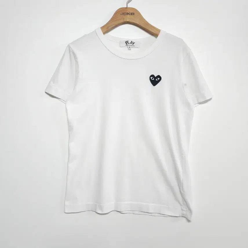 [BUNJANG] Comme des Garçons PLAY Black Heart White Short Sleeve T-Shirt M / 꼼데가르송 PLAY 블랙하트 화이트 반팔티