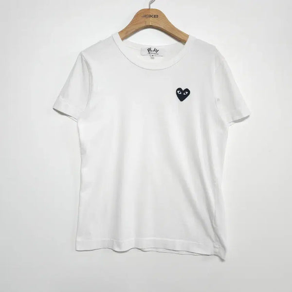 [BUNJANG] Comme des Garçons PLAY Black Heart White Short Sleeve T-Shirt M / 꼼데가르송 PLAY 블랙하트 화이트 반팔티