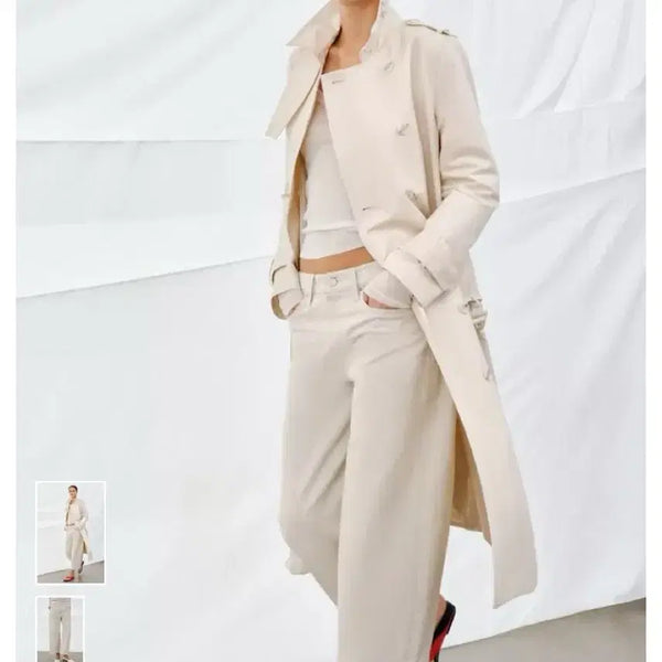 [BUNJANG] Zara Mid-Rise Wide Leg Quilotte Pants - Stone Color / 택달린 미착용 세상품 ZARA 바지