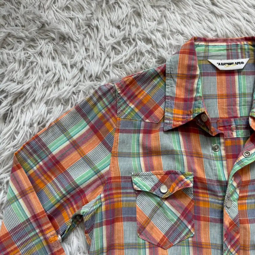 [BUNJANG] A Bathing Ape Vintage Japanese Style Shirt Dress XS / A BATUING APE 일본빈티지 노드 원피스 셔츠 베이프 셔츠 XS 38