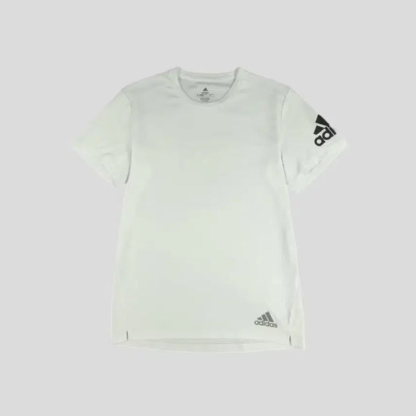 [BUNJANG] Adidas Running White Black Color Block Logo Reflective Aeroready Short Sleeve T-Shirt / 아디다스 러닝 화이트 블랙 배색 로고 리플렉티브 에어로레디 기능성 반팔 티셔츠 S-M