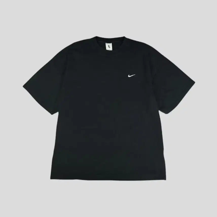 [BUNJANG] Nike NRG Solo Swoosh Heavy Cotton Oversized T-Shirt L-XL / 나이키 NRG 블랙 화이트 배색 솔로스우시 로고 헤비코튼 오버핏 반팔 티셔츠 L-XL
