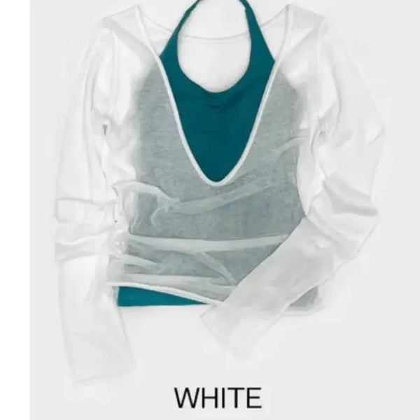[BUNJANG] Black Up Deep V-Neck Summer Knit Robe White / 블랙업 로브티 딥 브이넥 썸머 니트 화이트