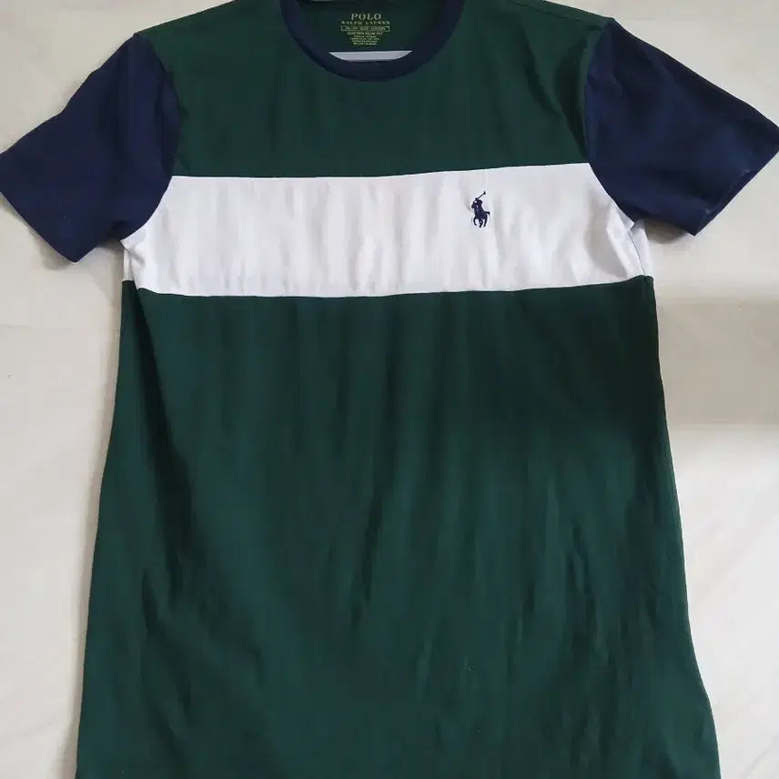 [BUNJANG] Polo Ralph Lauren Colorblock Short Sleeve T-Shirt Navy/White/Green XS / 폴로 랄프로렌 배색 반팔 네이비/화이트/그린xs