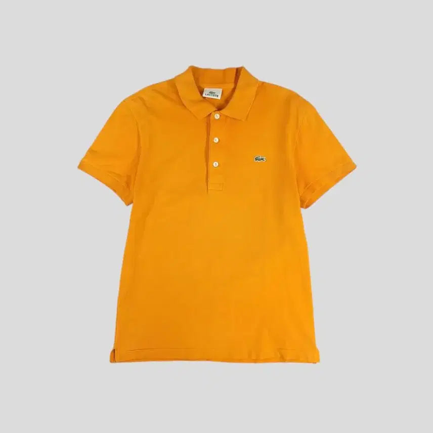 [BUNJANG] Lacoste Orange Croc Logo Half-Button Polo T-Shirt M / 라코스테 오렌지 크록로고 하프버튼 카라넥 PK 피케 반팔 티셔츠 M