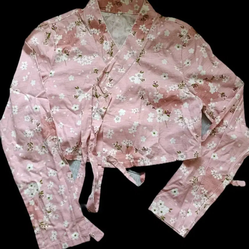 [BUNJANG] Pink Floral Pattern Hanbok Jeogori - Size S / 생활한복 저고리 핑크