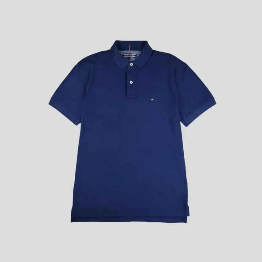 [BUNJANG] Tommy Hilfiger Blue Chest Logo Half-Button Polo Shirt / 타미힐피거 블루 체스트로고 하프버튼 카라넥 PK 피케 반팔 티셔츠 L