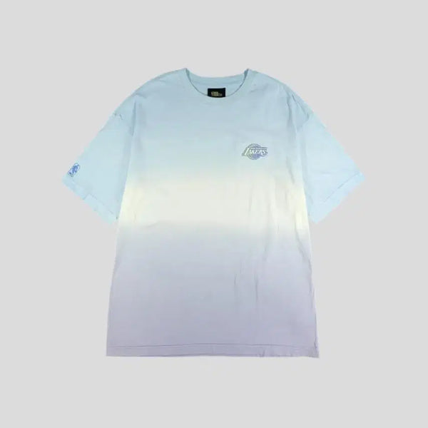 [BUNJANG] Los Angeles Lakers Gradient Color Block Cotton T-Shirt XL / NBA 엔비에이 스카이블루 화이트 라벤더퍼플 배색 그라데이션 로스앤젤레스 레이커스 로고 코튼 반팔 티셔츠 XL