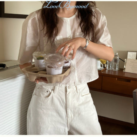 [BUNJANG] Lovebymood Organza Puff Blouse / lovebymood 러브바이무드 오간자 퍼프 블라우스 Organza bake puff blouse
