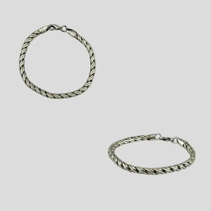 [BUNJANG] Vintage Cable Rope Chain Bracelet Stainless Steel 925 Silver / 빈티지 케이블 로프체인 스테인리스 925실버 스트릿 펑크 팔찌 브레이슬릿