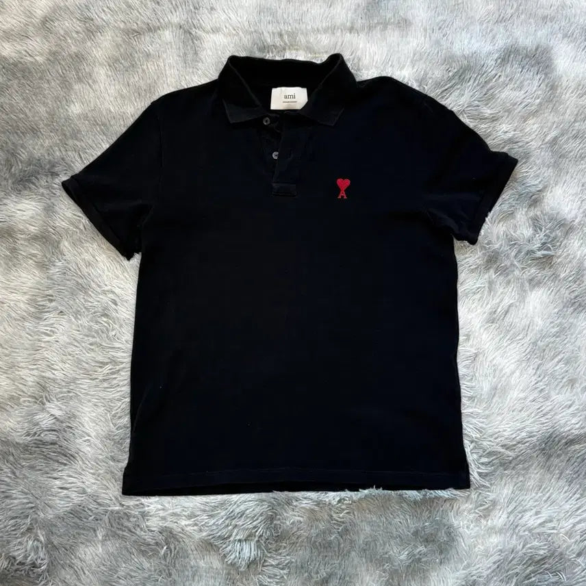 [BUNJANG] AMI Ami Small Heart Logo Polo Shirt Black / 아미 카라티