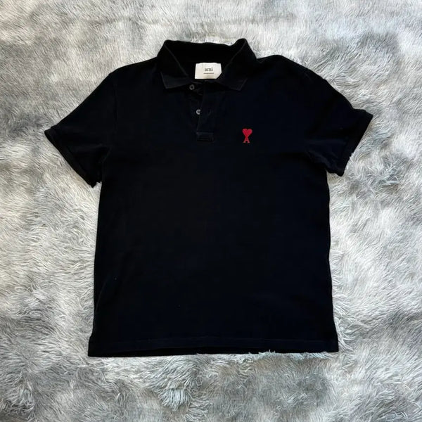 [BUNJANG] AMI Ami Small Heart Logo Polo Shirt Black / 아미 카라티