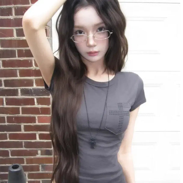 [BUNJANG] Modi Mood Cross Short-Sleeve T-Shirt Mocha / 모디무드 십자가 반팔티 모카 교신 가능 에이블리