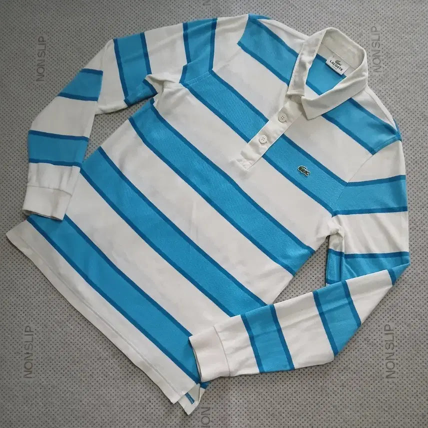 [BUNJANG] Lacoste Long Sleeve T-Shirt White/Blue Stripe / 라코스테 긴팔 티셔츠 화이트/블루 스트라이프