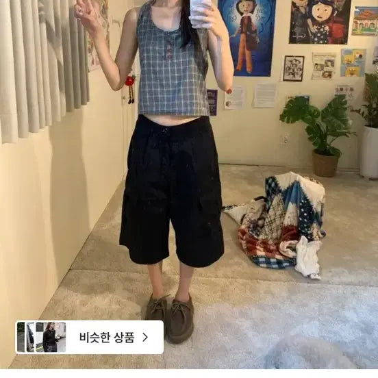 [BUNJANG] Bou archive Wide Cargo Bermuda Pants Black M / 보우아카이브 wide cargo bermuda pt 블랙m
