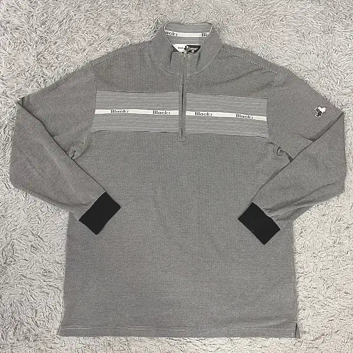[BUNJANG] Black & White Long Sleeve Half-Zip T-Shirt (Size 100) / 블랙앤화이트 긴팔 반집업 티셔츠 100