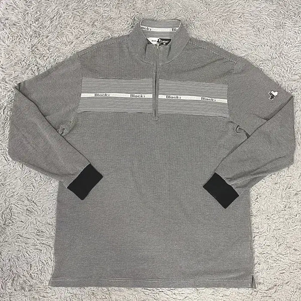 [BUNJANG] Black & White Long Sleeve Half-Zip T-Shirt (Size 100) / 블랙앤화이트 긴팔 반집업 티셔츠 100