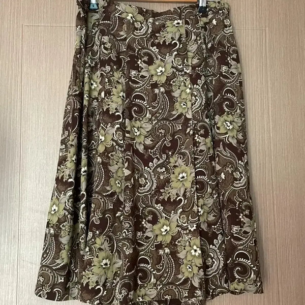 [BUNJANG] Japanese Vintage Patterned Midi Skirt / 일본 빈티지] 패턴 미디 스커트 녹차초코st