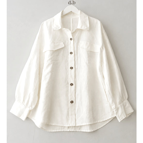 [BUNJANG] Max Studio 100% Linen Shirt Jacket / L/ 크림화잇 맥스스튜디오 아마100% 셔츠(자켓겸용)