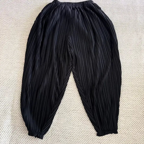 [BUNJANG] Women's Pleated Wide-Leg Pants Black / 플리츠 팬츠 블랙