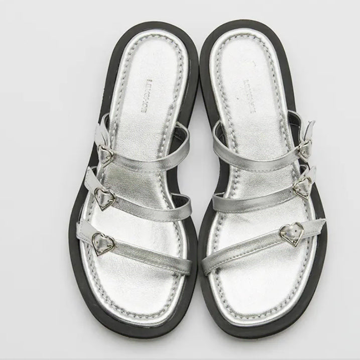 [BUNJANG] LilyShu Strap Platform Mules Sandals (Silver, 5cm) / 릴리슈 스트랩 플랫폼 뮬 샌들  rodel sandal
