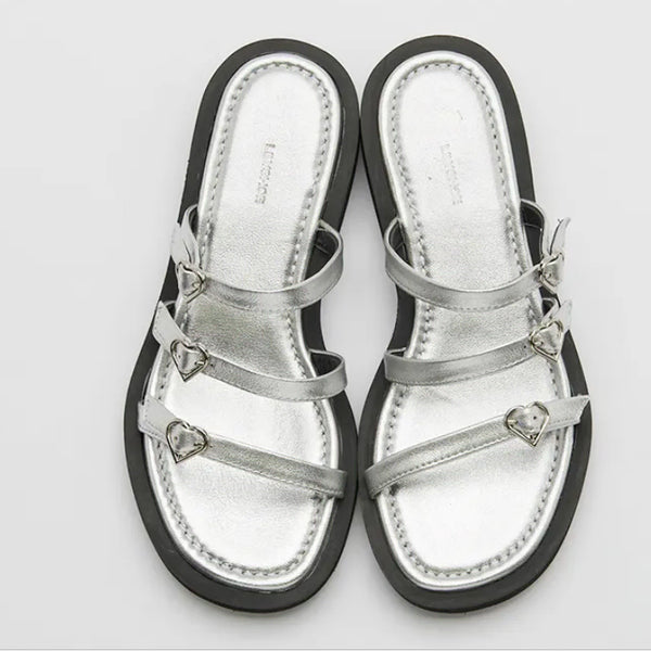 [BUNJANG] LilyShu Strap Platform Mules Sandals (Silver, 5cm) / 릴리슈 스트랩 플랫폼 뮬 샌들  rodel sandal