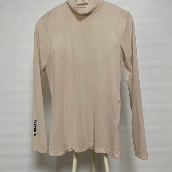 [BUNJANG] FANTOM Beige Turtleneck Polo T-Shirt Size 90 / FANTOM 팬톰 베이지 터틀넥 폴라티 90
