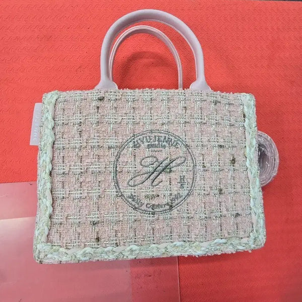 [BUNJANG] Huugenne Pink Tweed Crossbody Bag / 휴젠느핑크크로스
